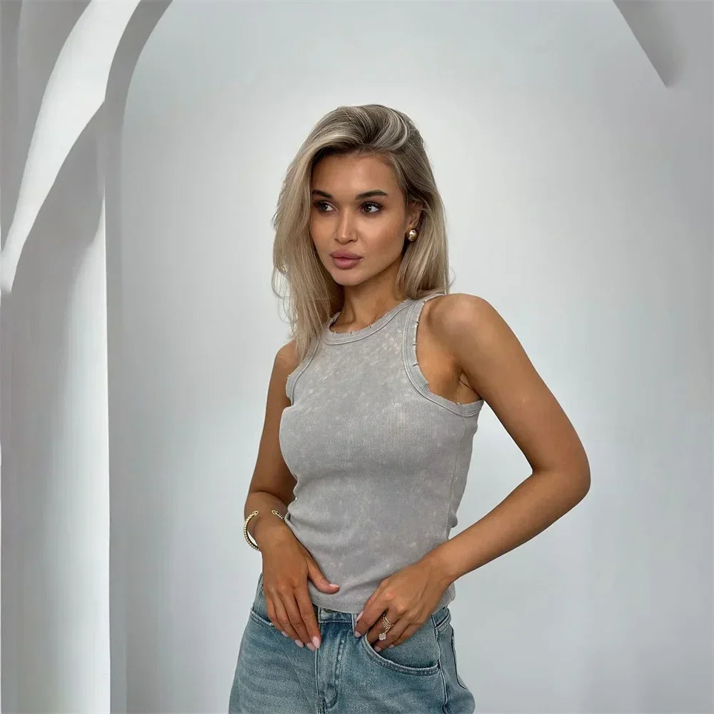 Vintage ripped sleeveless tank top