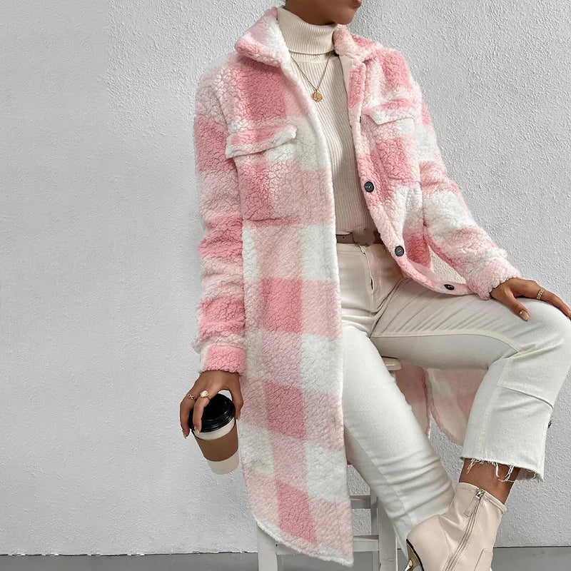GR | Checkered women's jacket with polar fleece