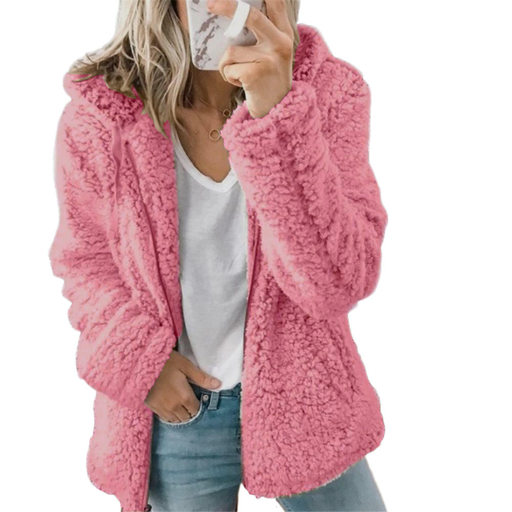 GR Women's Fashion | Elegant Bear Teddy Fur Coat: Soft fleece coat with pockets and zipper