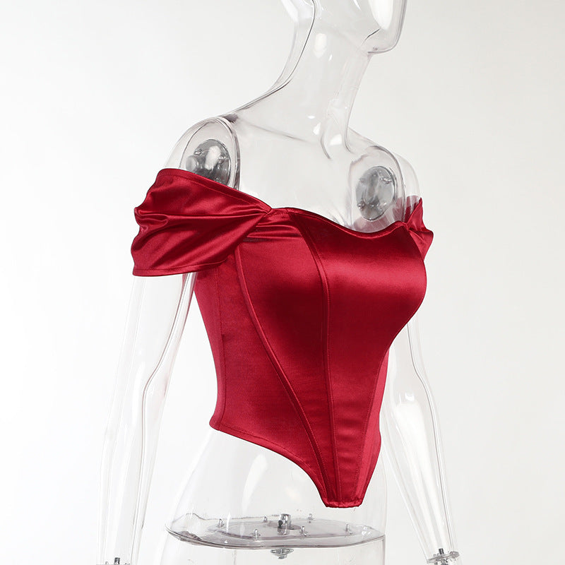 GR | Satin top with puffed sleeves