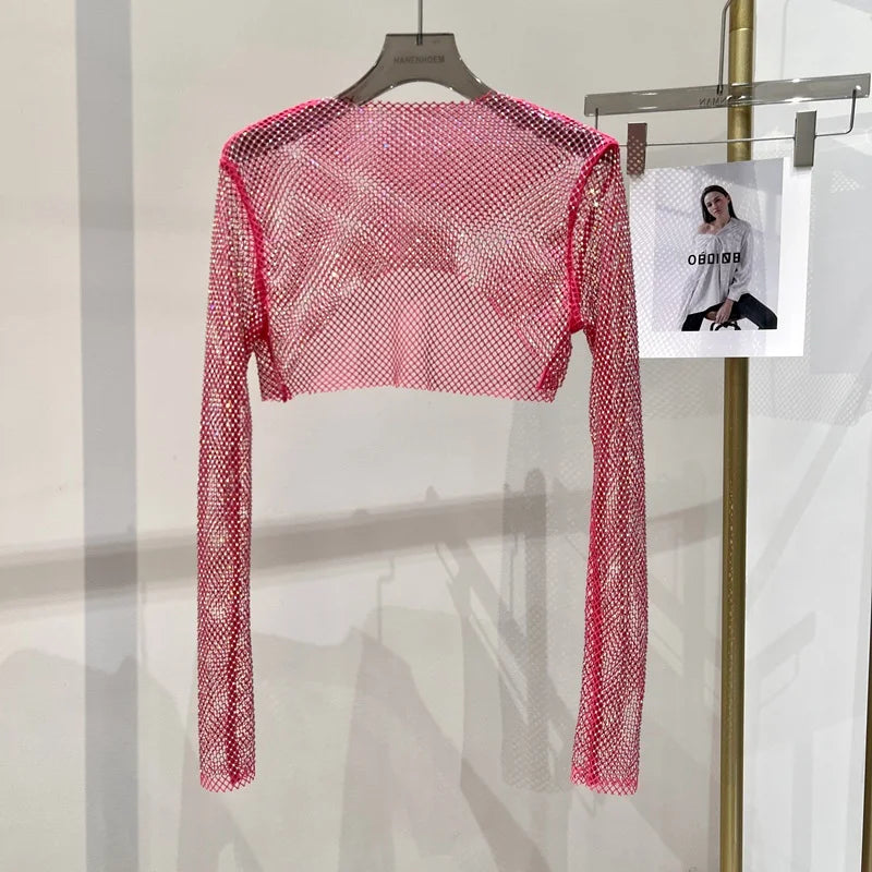 GR | Diamond Long Sleeve Mesh Top