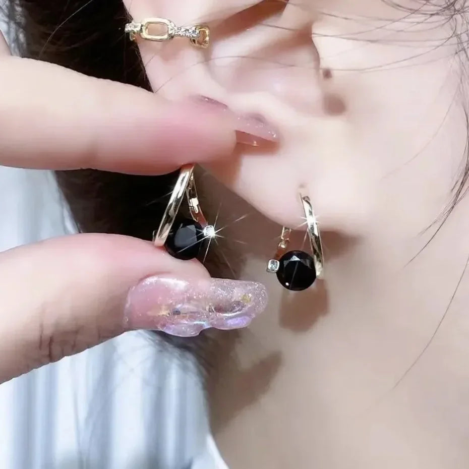 GR | Sterling Silver Geometric Zircon Earrings