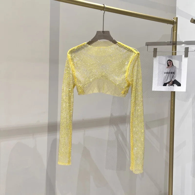 GR | Diamond Long Sleeve Mesh Top