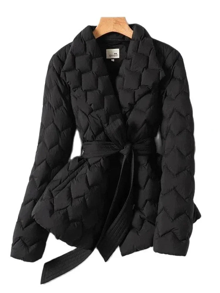 GR | ELEGANT DOWN COAT WITH BELT