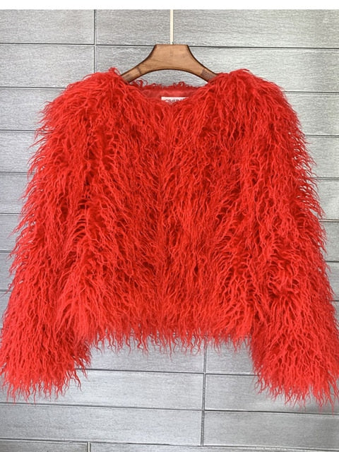 GR coat for women, thick, warm faux fur coat