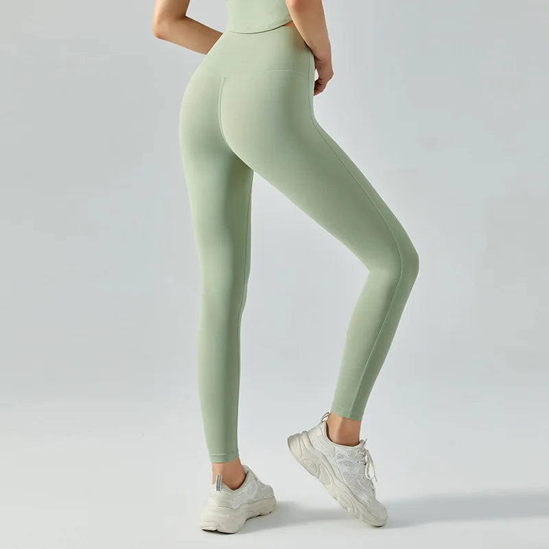 GR | Emily Sportswear Naked Hochtaillierte Tight Yoga Hosen Doppelseitig Gebürstet Pfirsich Po-Hebende Lauf Sport Fitness Leggings