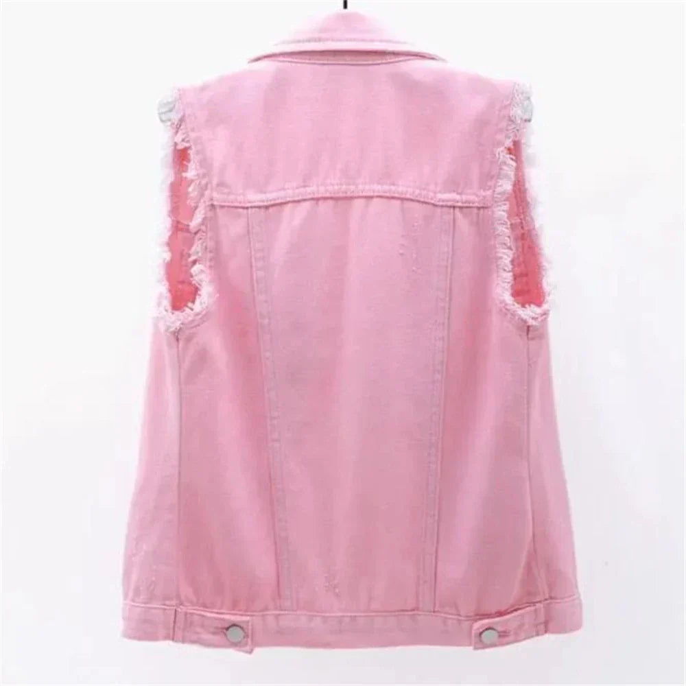 GR | Sleeveless denim vest for women in bright colors