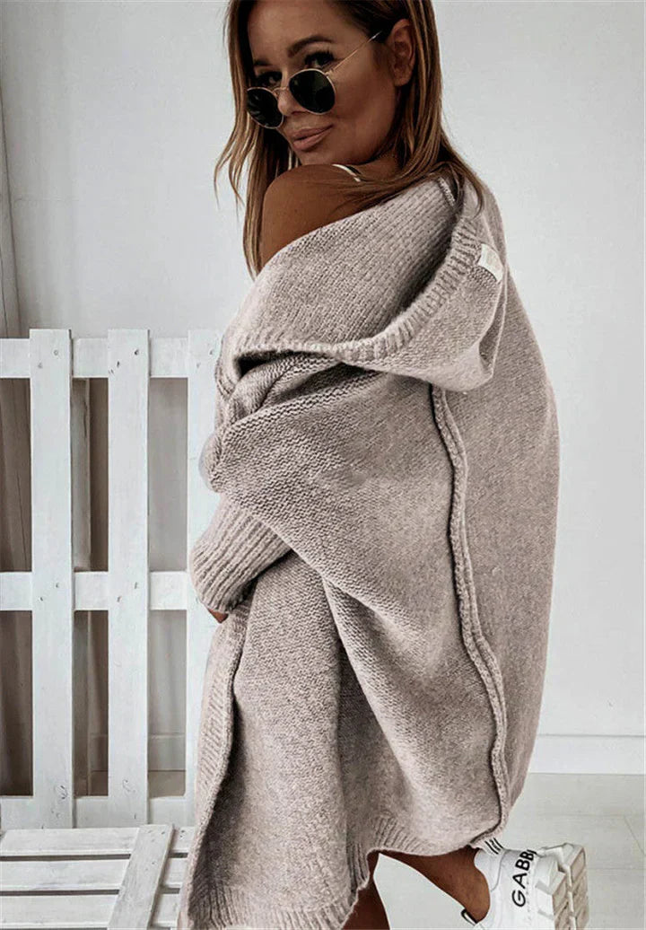GR | Superweiche Gestrickte Strickjacke Mit Taschen Und Kapuze Für Damen