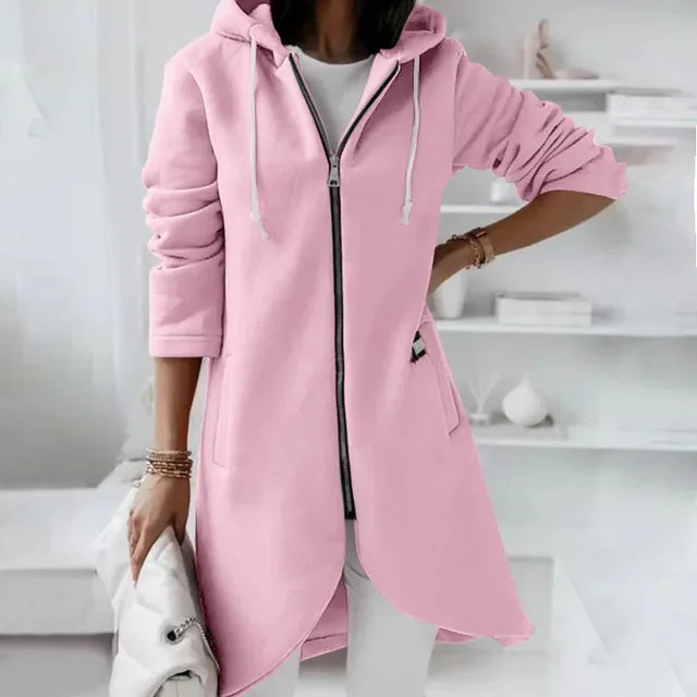 GR | Kapuzenstrickjacke mit geschwungenem Saum