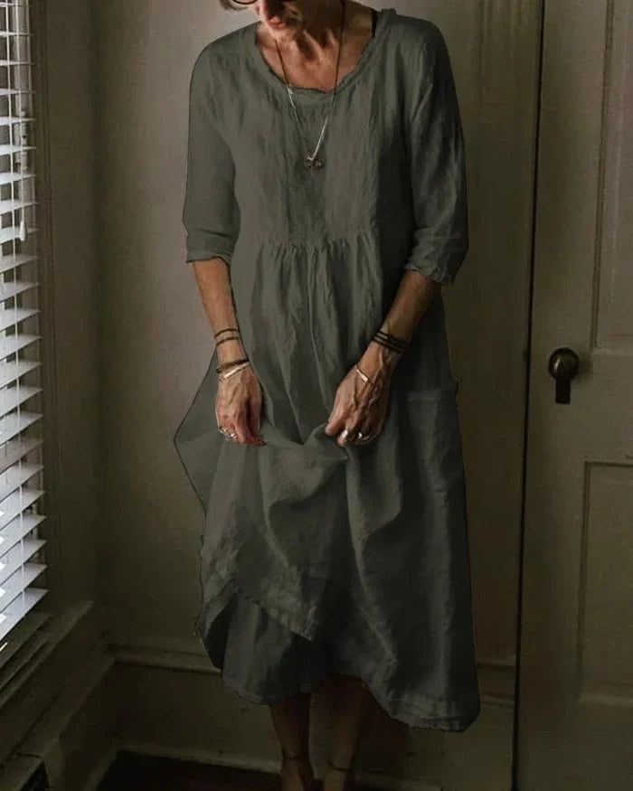 GR | Oversize Damenkleid aus Baumwoll-Leinen