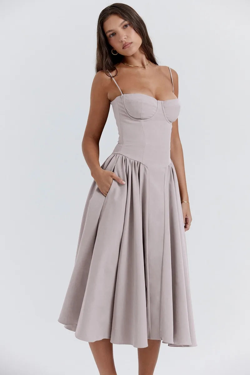 GR | Ärmelloses Midikleid Mit Korsett Passform