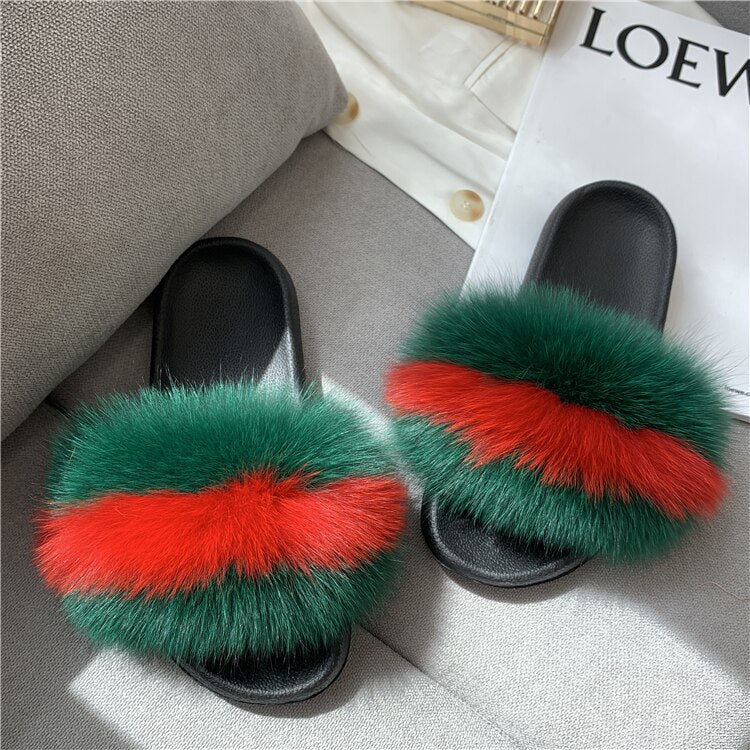 GR | Fluffy real fur flip-flops, slippers, sandals