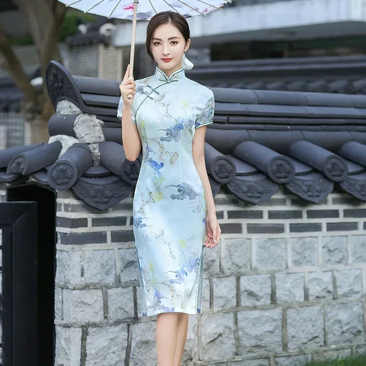 GR | Cheongsam Qipao Fashion Clothing Casual Elegant Ethnic Style Vintage Dress for Women Streetwear Women's Clothing Festive Chinese