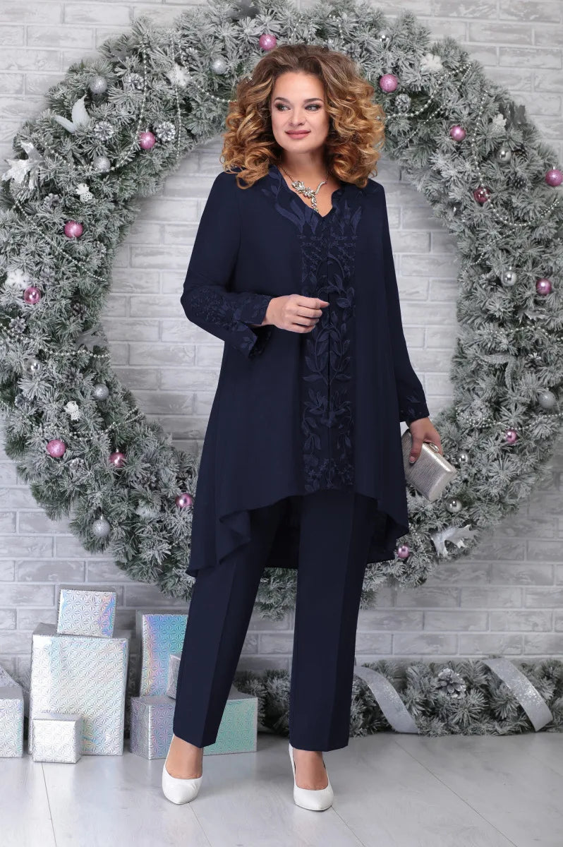 GR | 3-Piece Embroidered Plus Size Set for Women