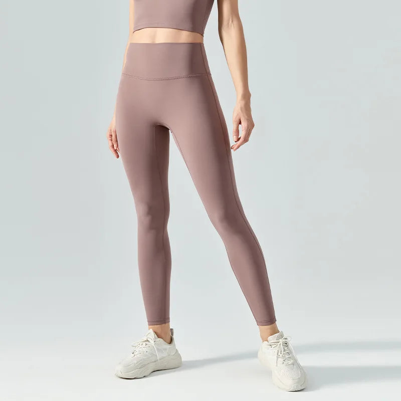 GR | Emily Sportswear Naked Hochtaillierte Tight Yoga Hosen Doppelseitig Gebürstet Pfirsich Po-Hebende Lauf Sport Fitness Leggings