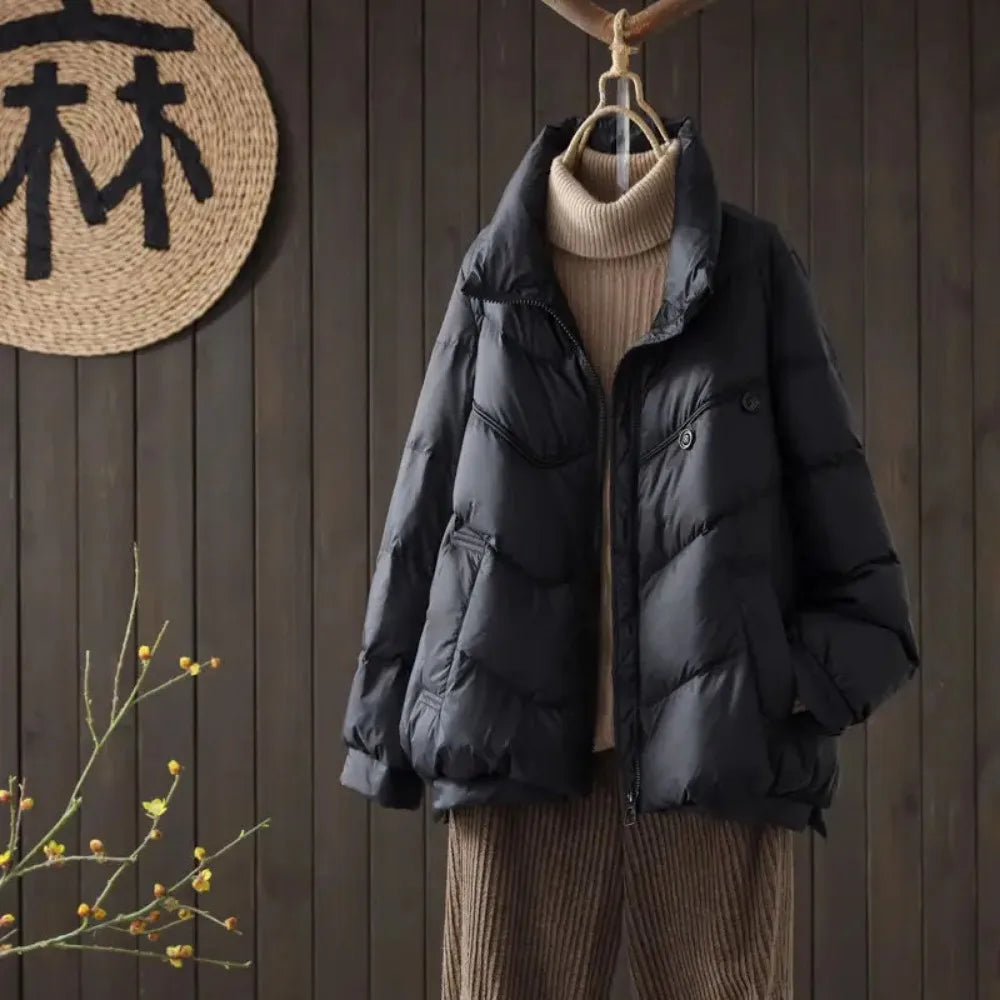 GR - Women's quilted jacket with stand-up collar