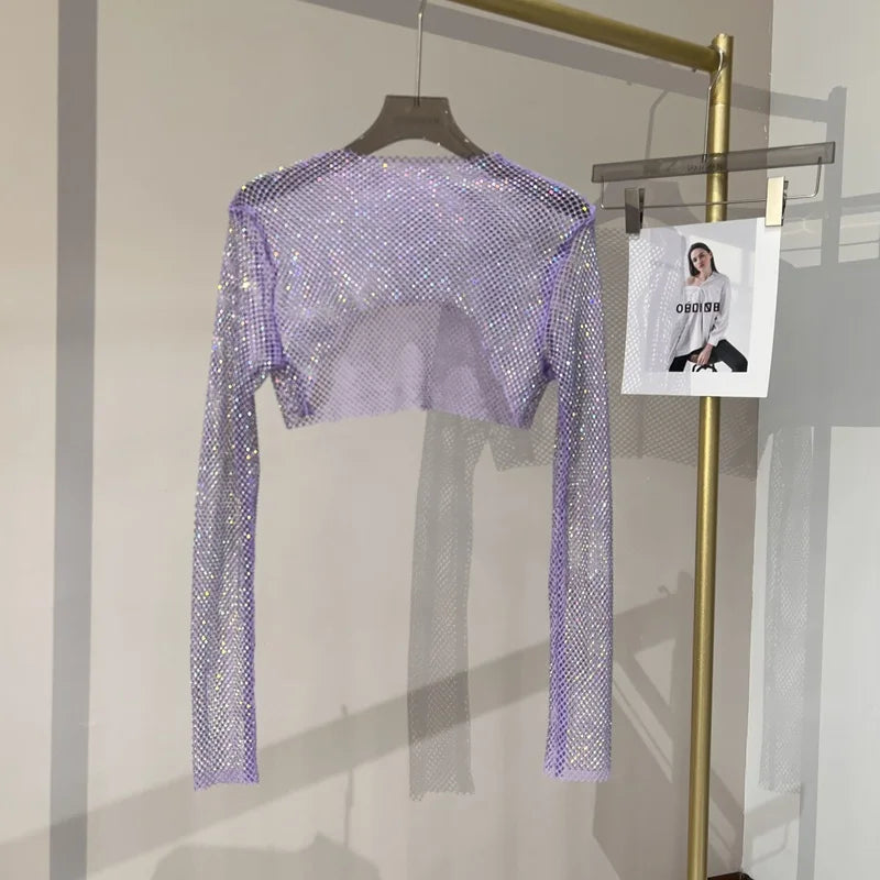 GR | Diamond Long Sleeve Mesh Top