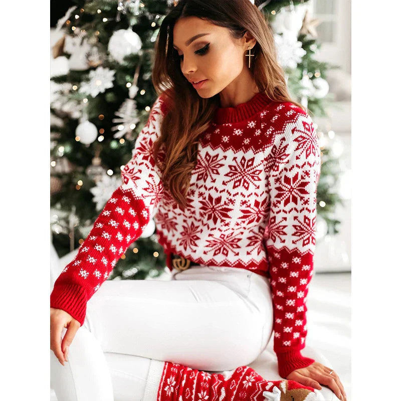 GR - Ugly Christmas sweater - Knitted sweater with snowflake pattern 