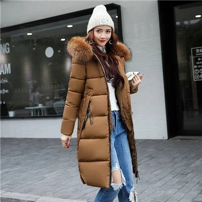 GR - Women's Winter Parka - Warm coat with large hood and fur collar 