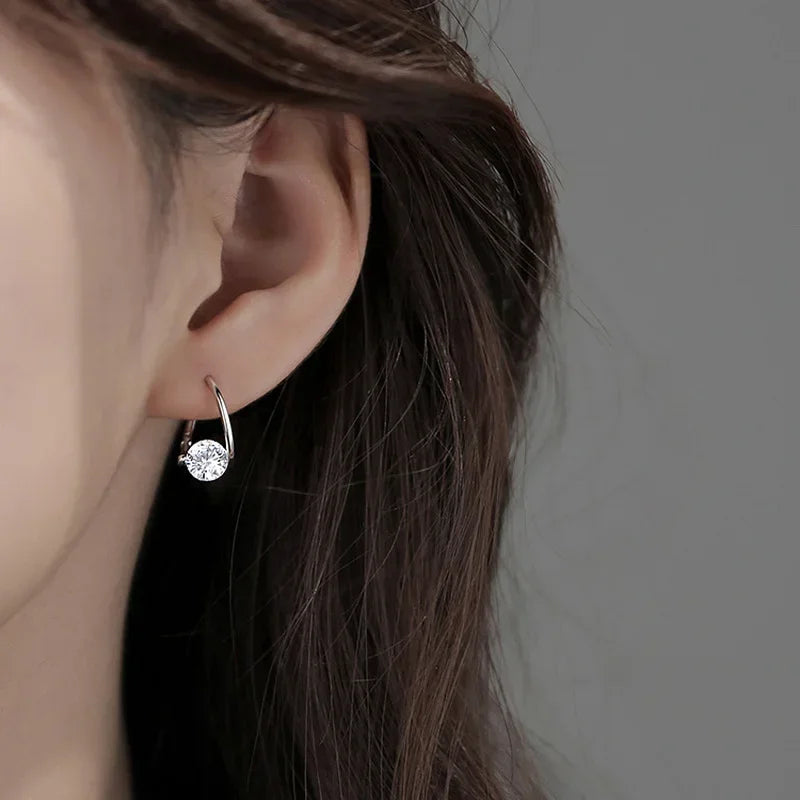 GR | Sterling Silver Geometric Zircon Earrings