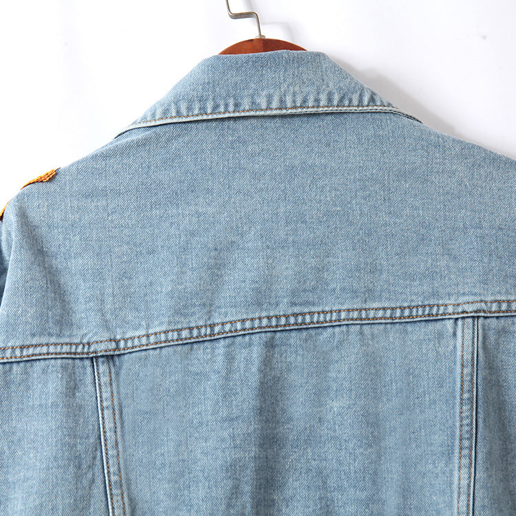 GR | Denim Jacket with Floral Embroidery and Sequins
