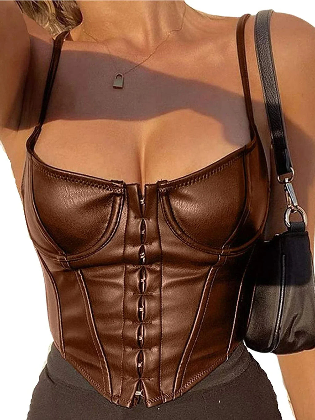 GR | Corset Pu Leather Bustier Crop Top