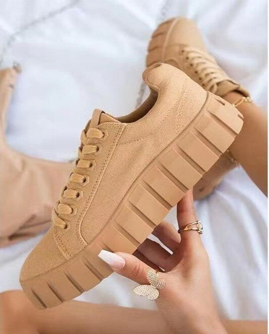 GR | Suede Sneakers with Chunky Platform for Women