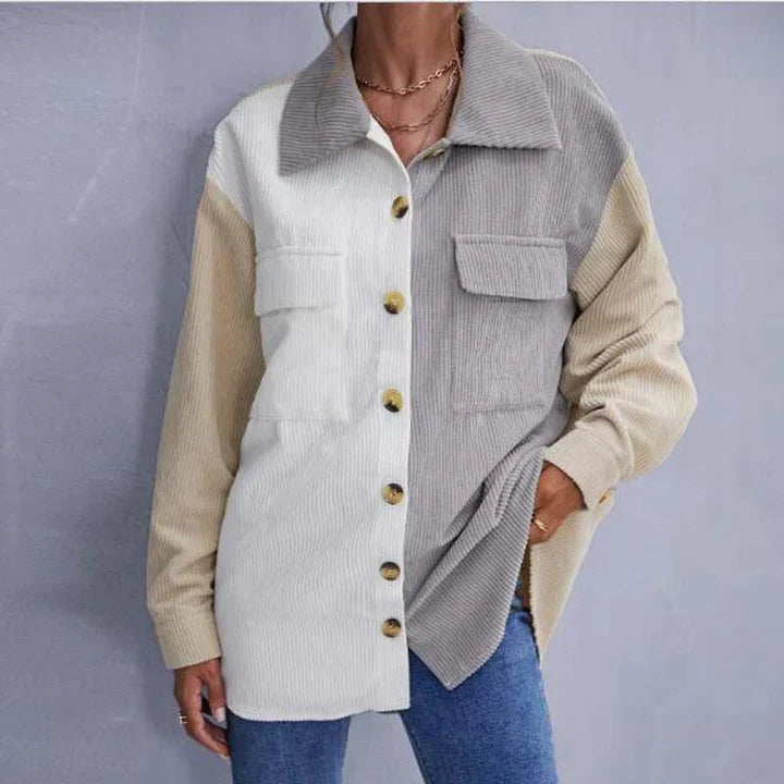 Button-down corduroy jacket for women