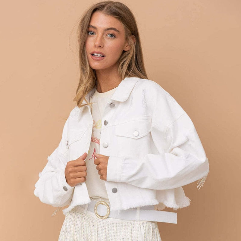 GR - Denim jacket with fringe