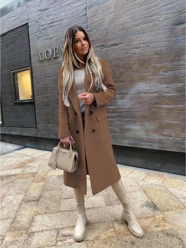 GR Attractive Autumn Wool Coat | Women's Retro Fashion Black Long Sleeve Coat
