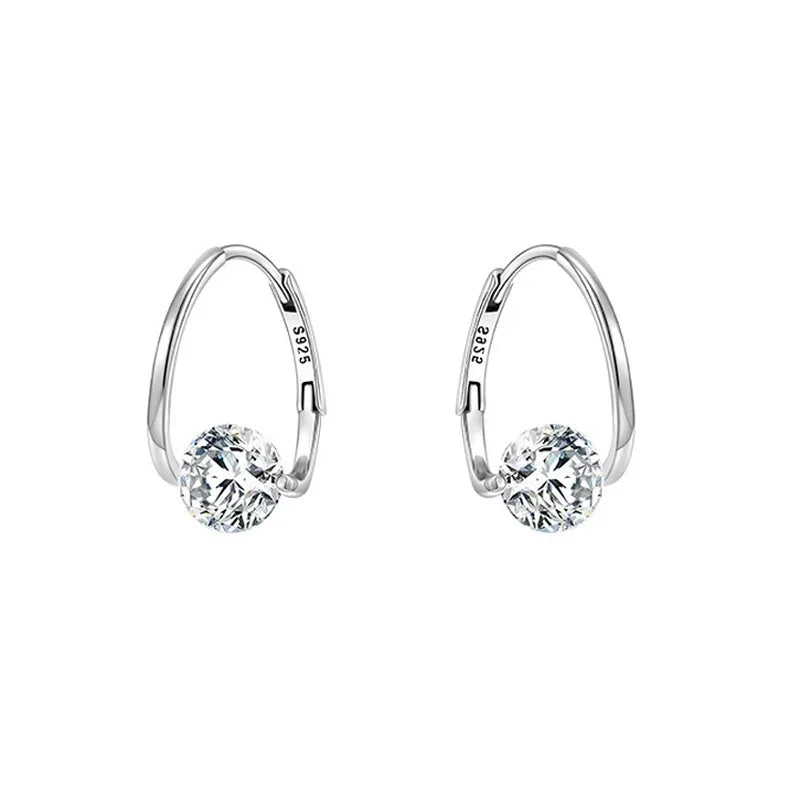 GR | Sterling Silver Geometric Zircon Earrings