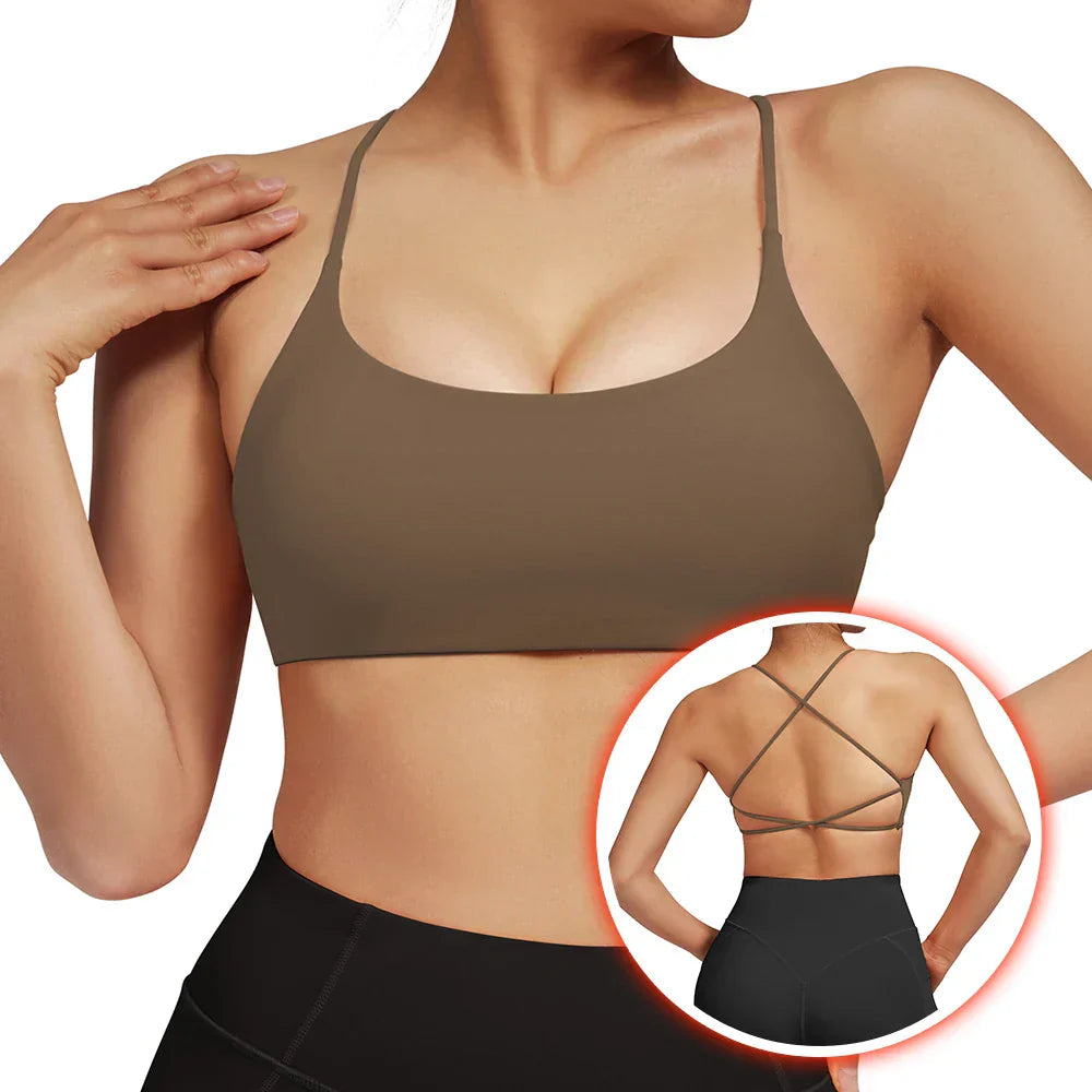 GR  | Rückenfreier Stoßfester Fitness Sport Bh Mit Polstern Für Frauen