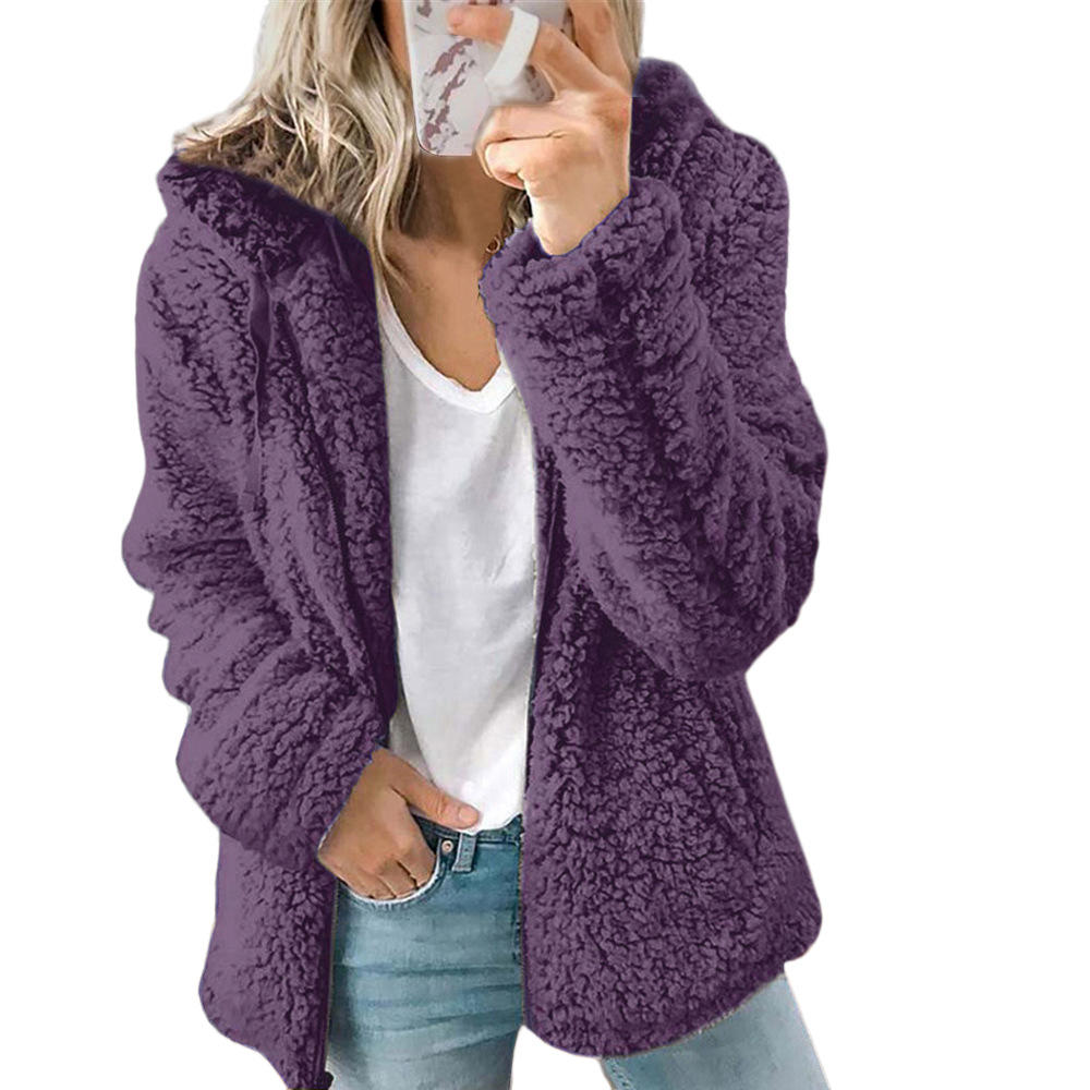 GR Women's Fashion | Elegant Bear Teddy Fur Coat: Soft fleece coat with pockets and zipper