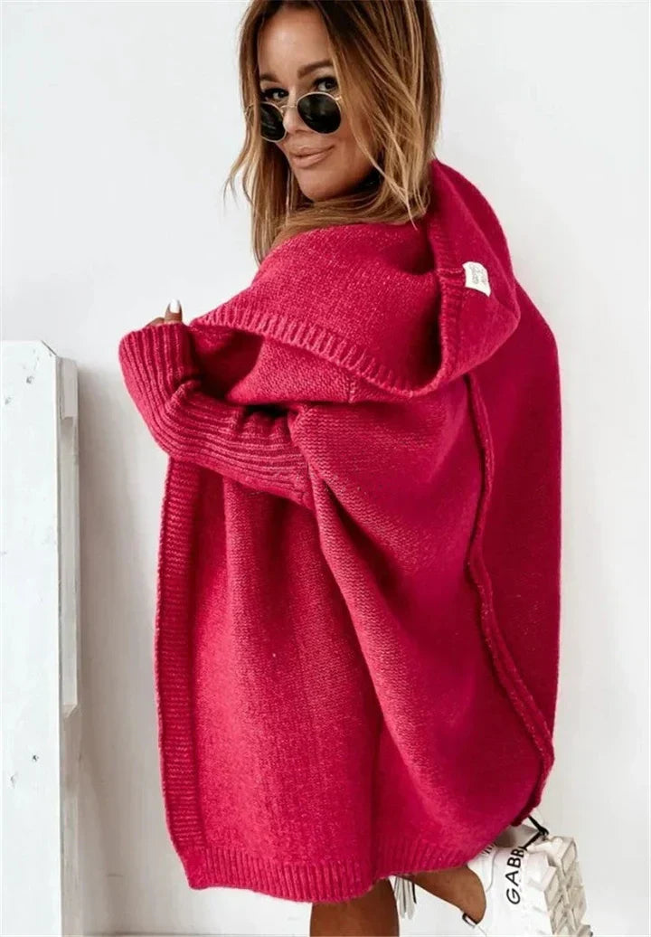 GR | Superweiche Gestrickte Strickjacke Mit Taschen Und Kapuze Für Damen