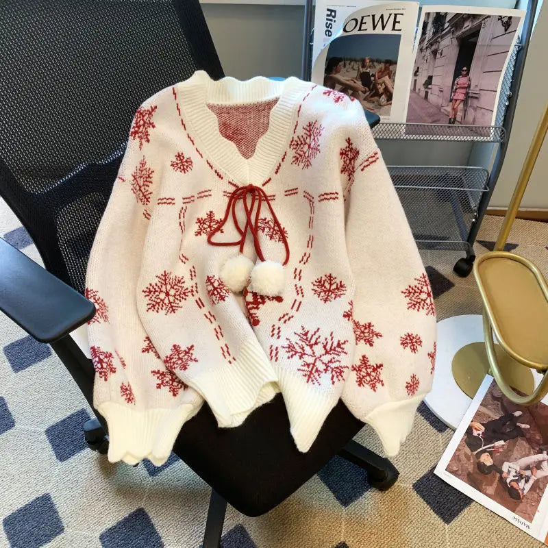 GR - Ugly Christmas sweater - V-neck with long sleeves and playful details 