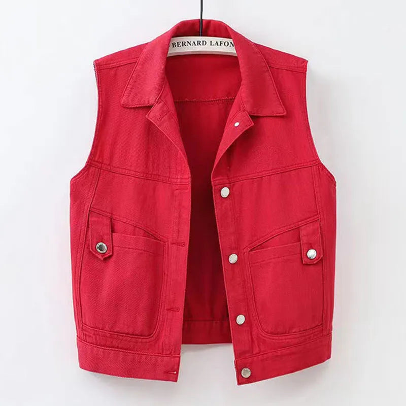 GR | Casual denim vest with pocket detail