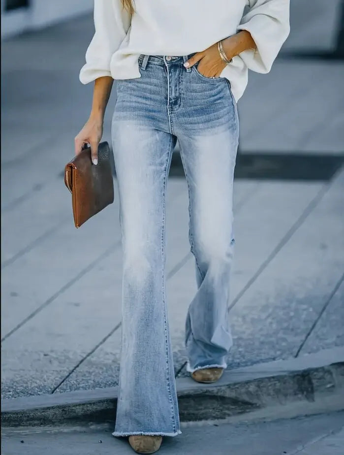 GR | Damen Jeans, Neue High-Waist Schlankmachende Mikro Flared Jeans Damen Trend