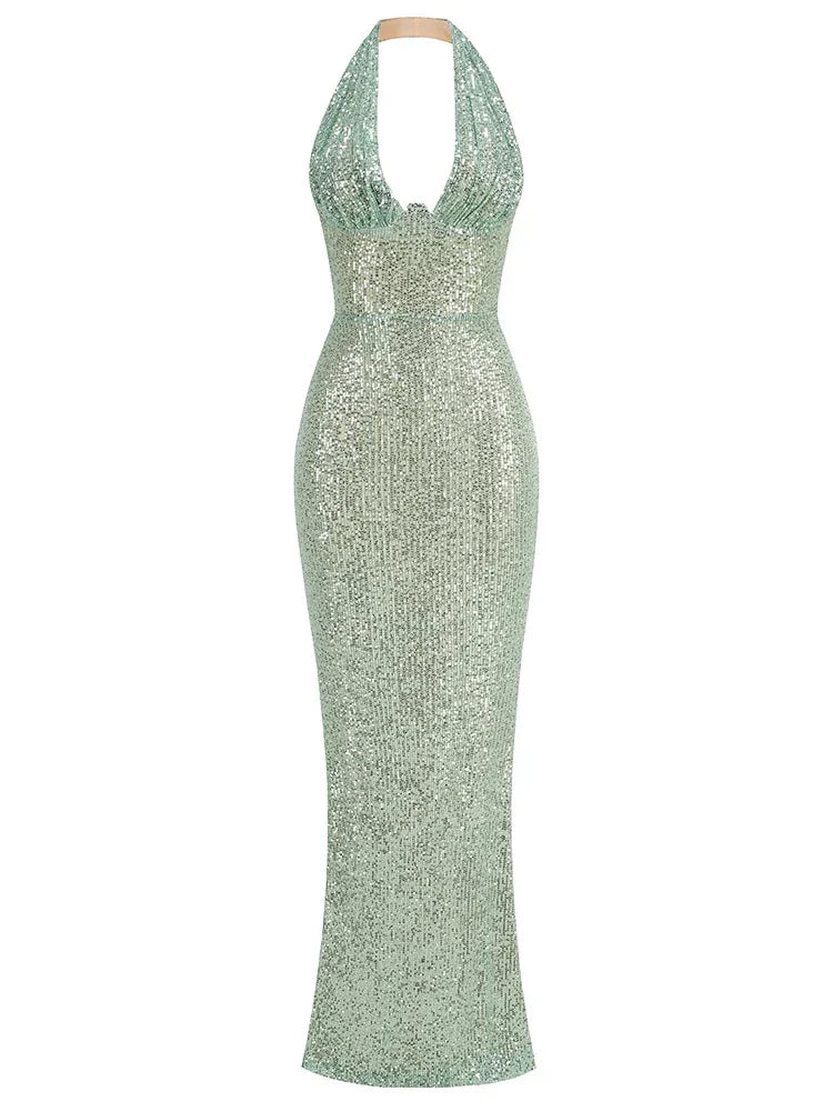 GR | Deep V-neck backless maxi dress