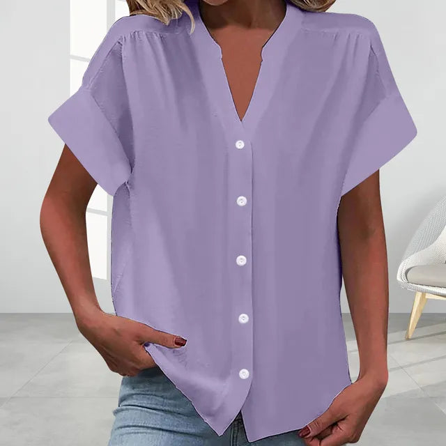 GR | Casual V-neck top with short sleeves