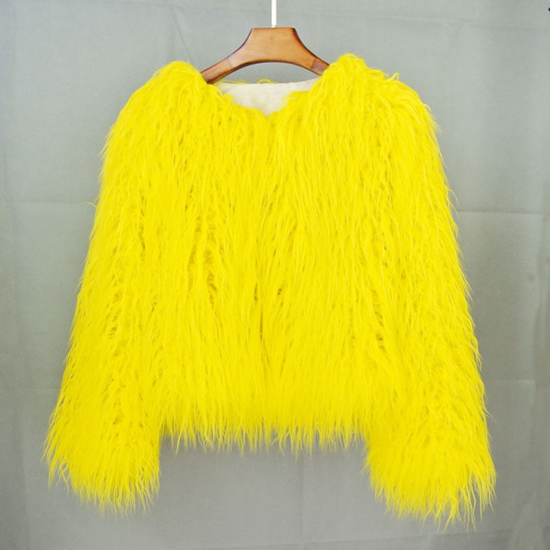 Women's thick warm faux fur coat 