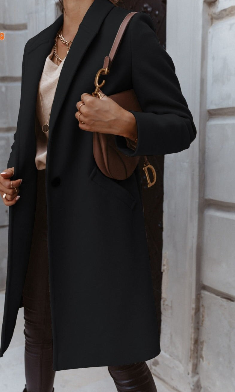 GR Long coat with lapel and button