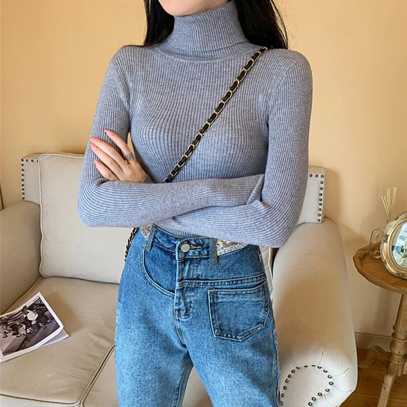 GR - Damen-Ripp-Turtleneck für elegante Raffinesse