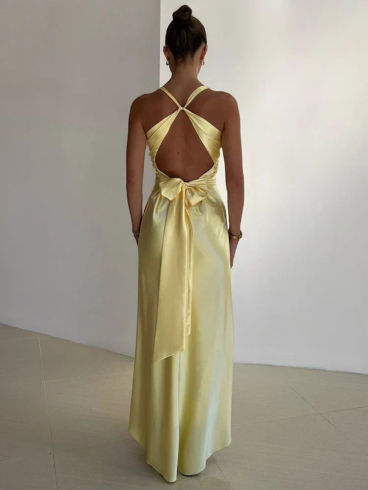 GR | Bow Backless Evening Maxi Dress