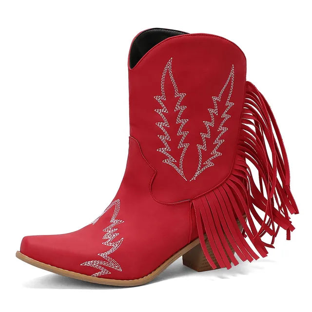 GR | Cowboy ankle boots with fringe tassel