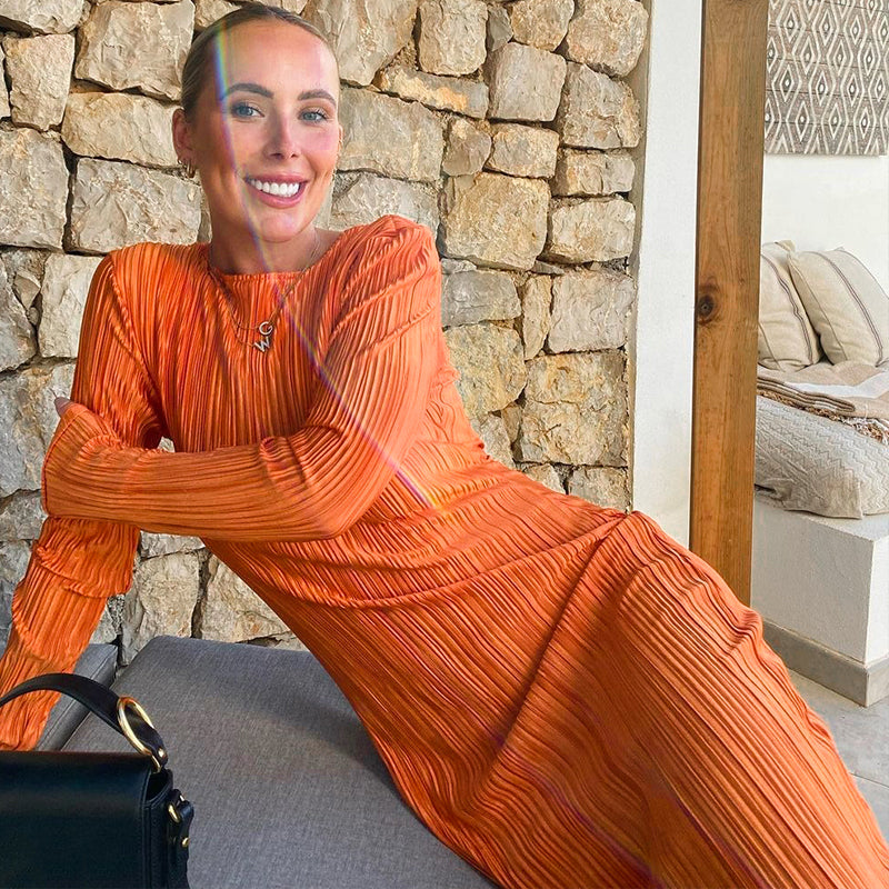 GR - Enganpassendes Midi-Kleid mit langen Ärmeln für Frauen
