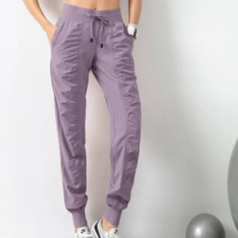 GR | Stoff Schnürsenkel Lauf Sport Joggers Frauen Schnell Trocknend Athletic Fitness Trainings Sweatpants mit Zwei Taschen Bewegung Hosen