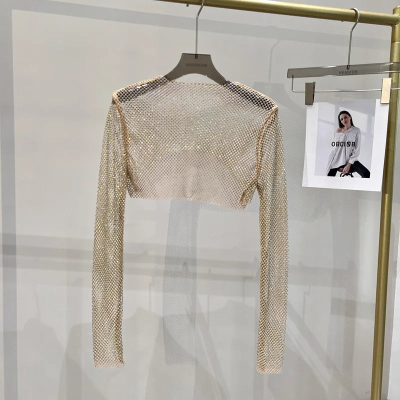 GR | Diamond Long Sleeve Mesh Top