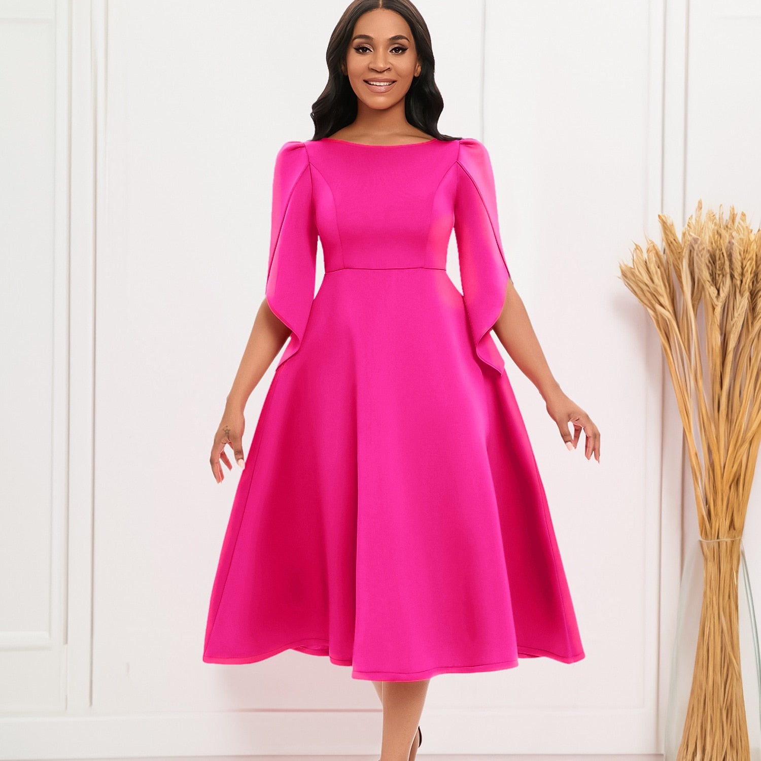 GR - Elegant Pink Linen Dress