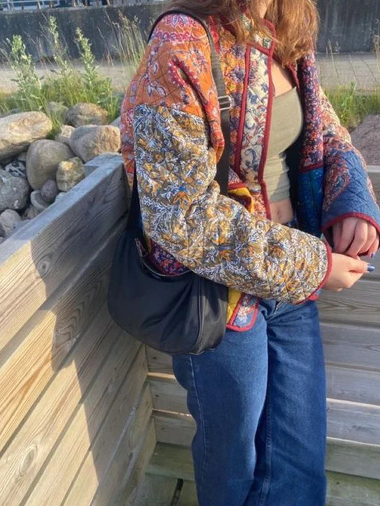 GR | Vintage Patchwork Quilted Jacket for Women