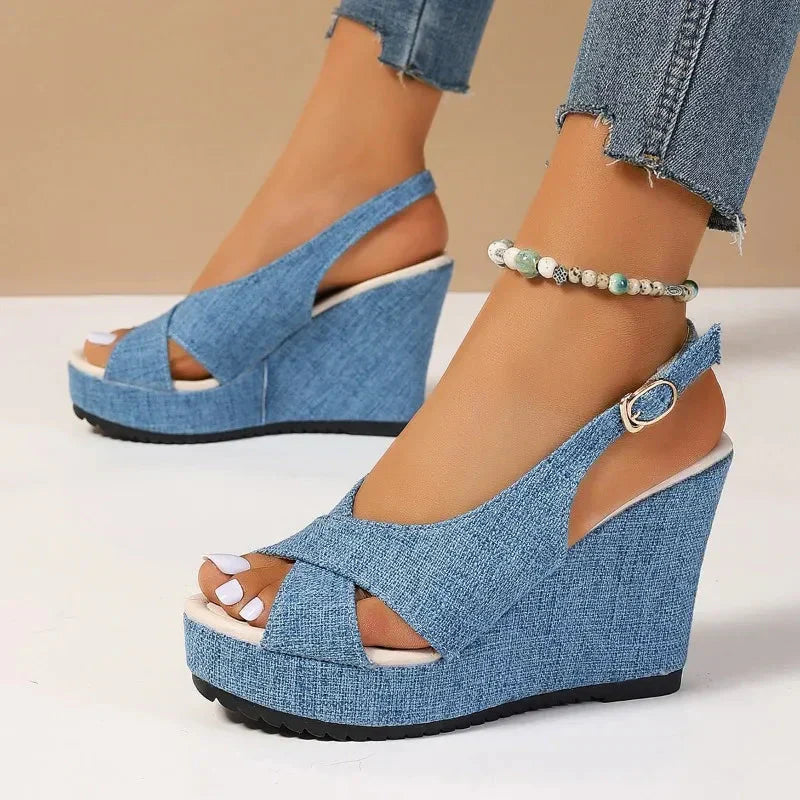 GR | Denim wedge sandals